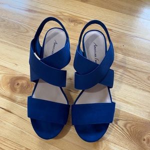 Blue Strapped Wedges
